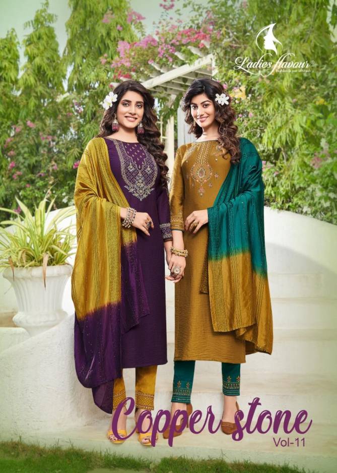 Ladies Flavour Copper Stone Vol 11 Wholesale Readymade Salwar Suits
